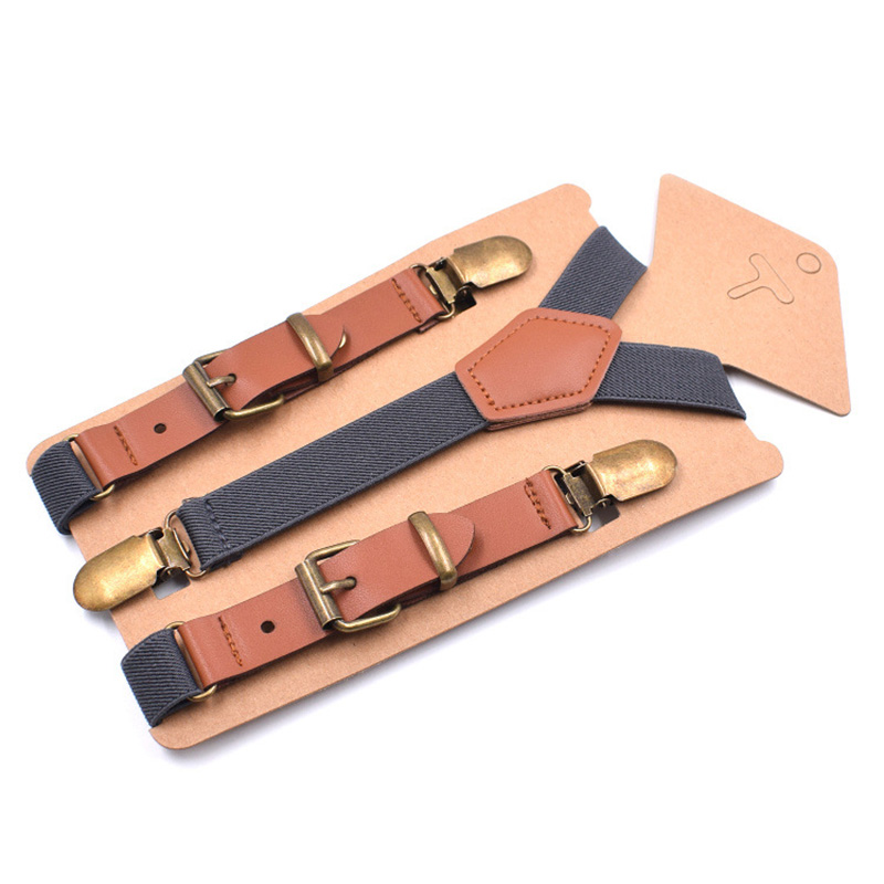 2Cm Breedte Jongens Meisjes Bretels Set Voor Baby Kids Broek Bretels 3 Clips Voor Kinderen Wedding Party: GRAY