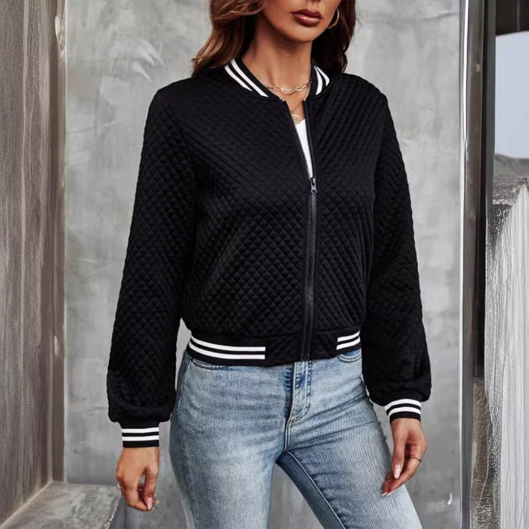 2024 Autunno transfrontaliero Europa e America eBay Commercio estero Abbigliamento donna Giacca da baseball con cerniera di nuova moda per Wo