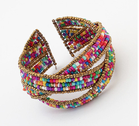 5 colori 2016 Della Boemia Etnico Perline Braccialetti da Tutto il braccialetto Del Polsino Aperto A Più Strati Perline Croce Bracciali e Braccialetti Delle Donne pulseira