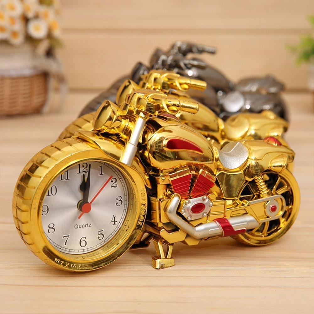 Motorcycle Motorbike Pattern Alarm Clock Desk Clock Home Birthday Cool Clock (Wheel Type was Randomly)