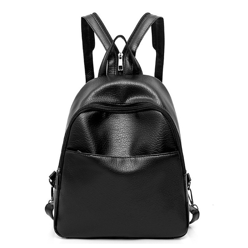 CONEED Ladies Leather three-piece Backpack Shoulder Bag Purse Black Women Backpack Oc17