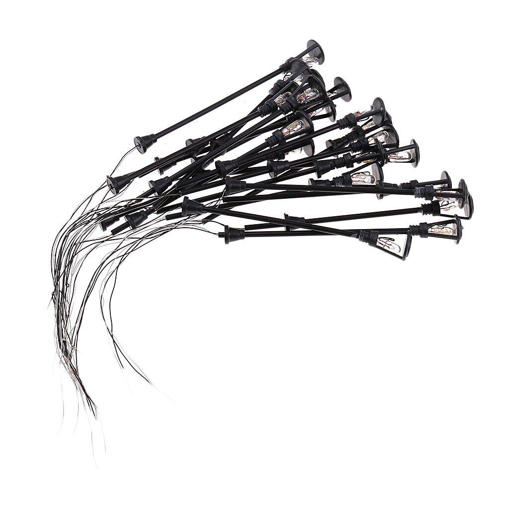 20PCS Model Trains Metal Light Poles LED Lighted Street Lamps Single Head