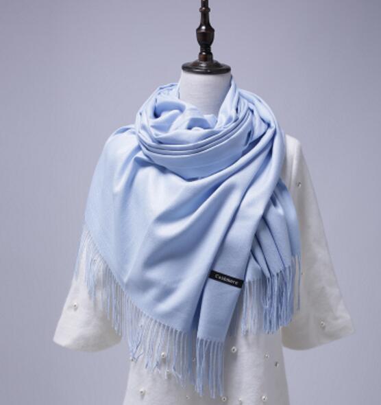 Winter Women Scarf Solid double-side Soft Cashmere Scarves Shawl And Wraps Bandana Female Foulard Tassel