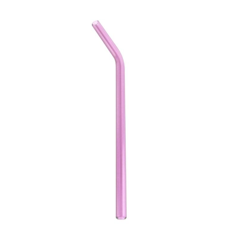 High Temperature Resistant Glass Straw Heat Drinking Glass Straws Reusable Transparent Glass Straw 8mm*18: Pink