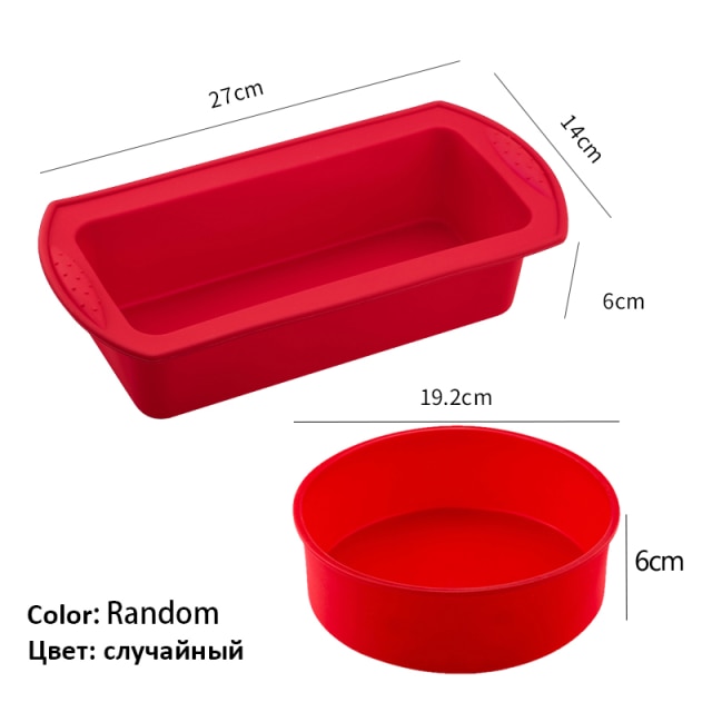 Siliconen Ronde Rechthoekige Mold Set Siliconen Cake Toast Brood Lade Mold Non-stick Kleur Willekeurige Bakken Tools: Roze