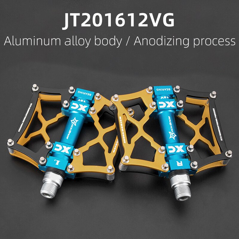 ROCKBROS MTB Road Bike Pedals Aluminum Alloy Anti-slip Bicycle Pedals Ultralight Hollow-carved Pedals Bicycle Accessories: JT201612VG