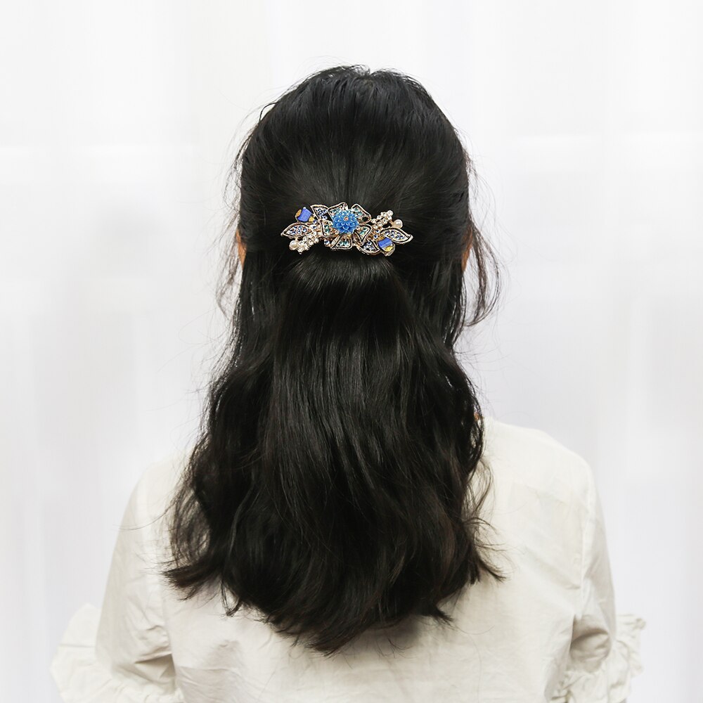 Sechs Farbe funkeln Strass Blatt Blume Hairwear Für Frauen Glanz Zirkon Haarnadeln Haar Schmuck Für Mädchen Griffe Famale