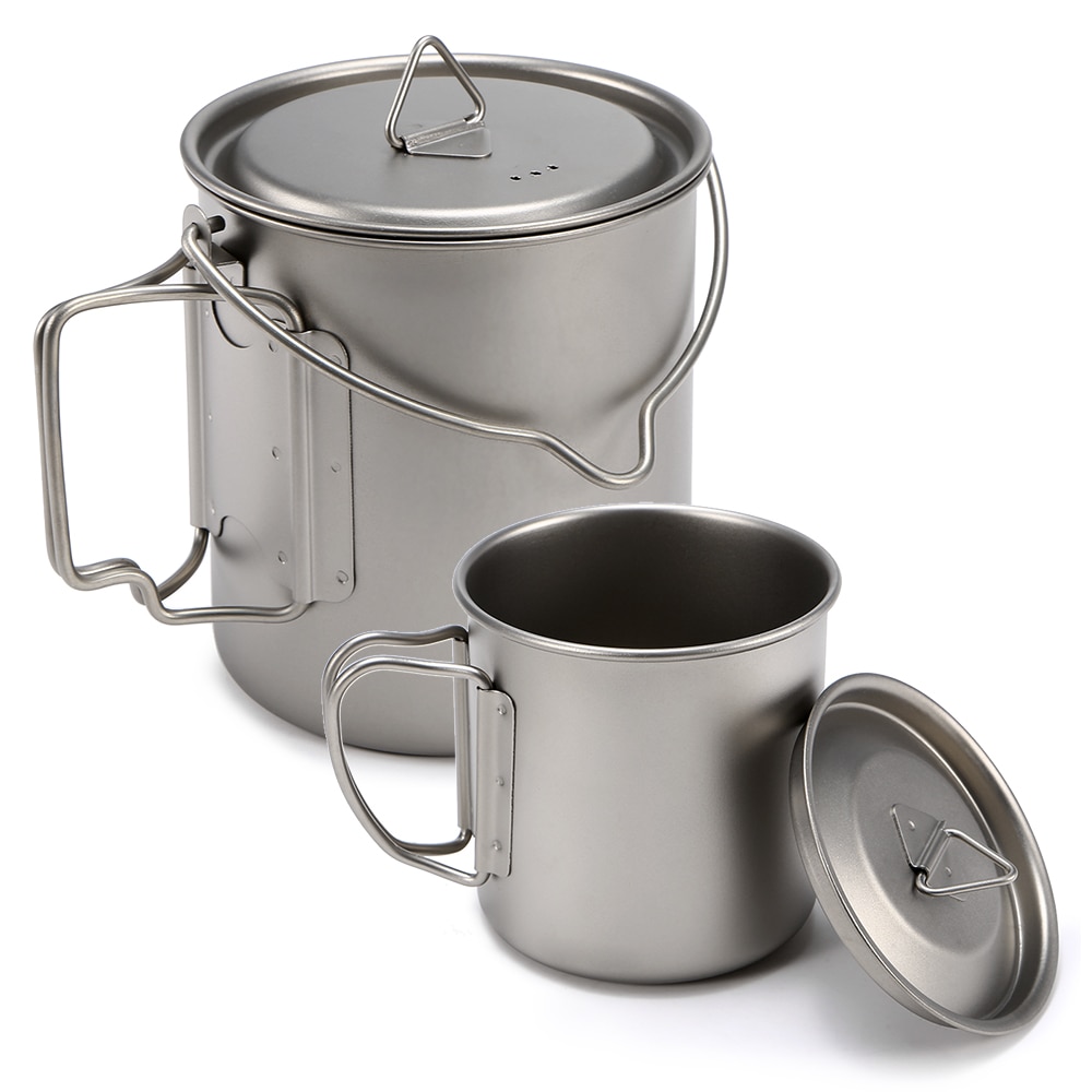 400ml/450ml Ultraleicht Titan Tasse 750ml Titan Hängen Topf Außen Geschirr setzt Camping Picknick Tragbare Getränk kochgeschirr