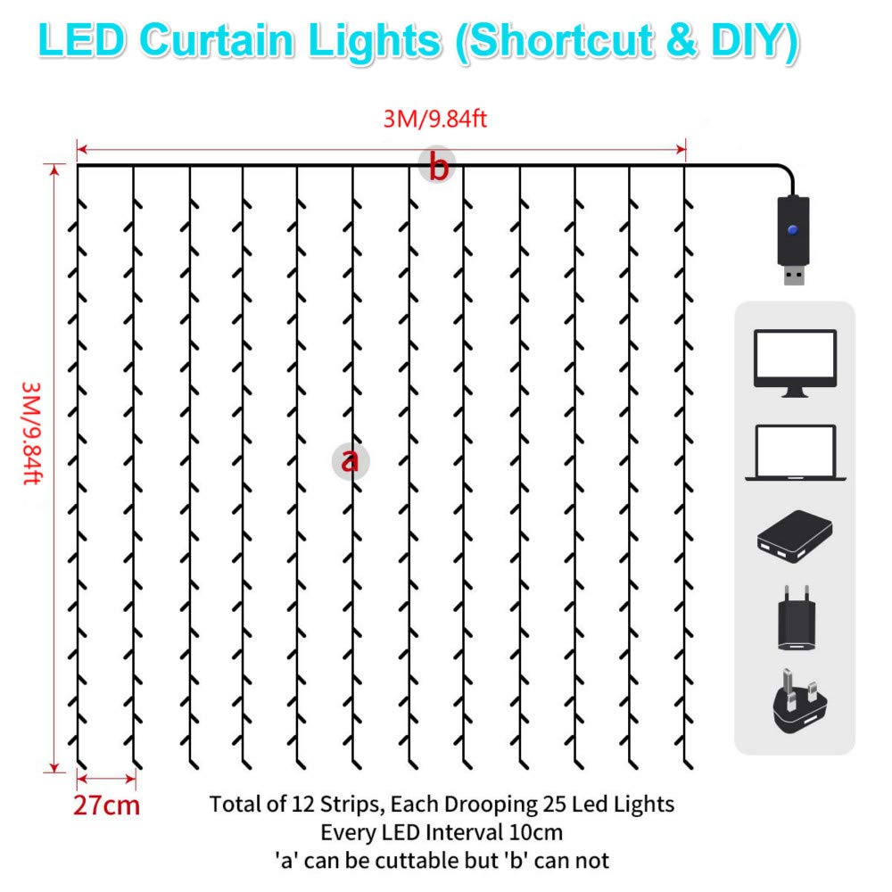 3*2 M Led Ivy Garland Licht Gordijn Voor Woonkamer Fairy Lights Afstandsbediening Usb Licht Gordijn Kerst bruiloft Decoratie