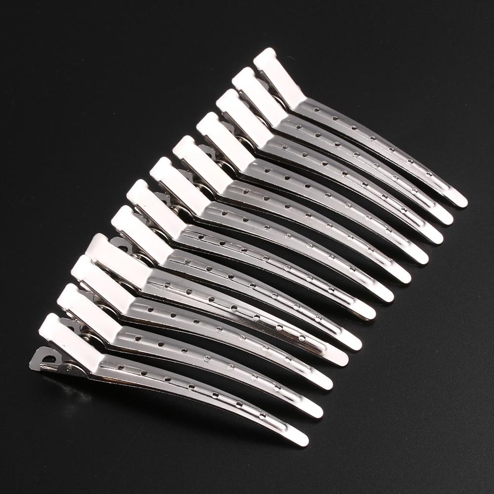 12Pcs/Set Salon Styling Hair Clip Duck Mouth Wavy curls Fixed hair clip Stainless Steel Sectioning Clamp Hairdressi