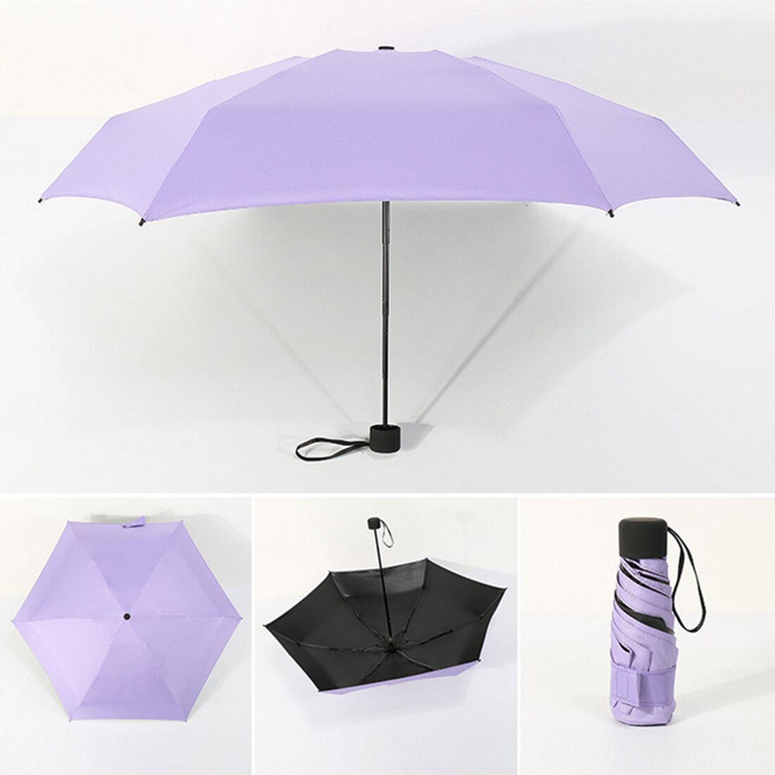 Mini Opvouwbare Paraplu Capsule Paraplu Mini Licht Kleine Pocket Paraplu Anti-Uv Vouwen Compact Gevallen Zonnige Regenachtige