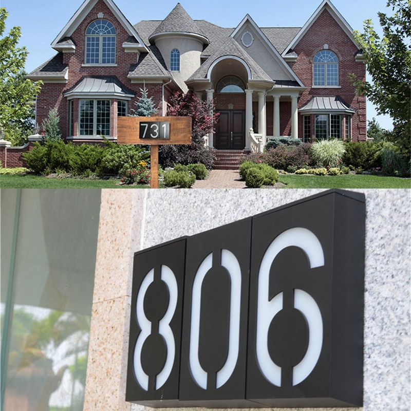 waterproof Solar Power Number LED Light Sign House Hotel Door Address Plaque Mailbox Digit Plate Solar Wall Door Lamp