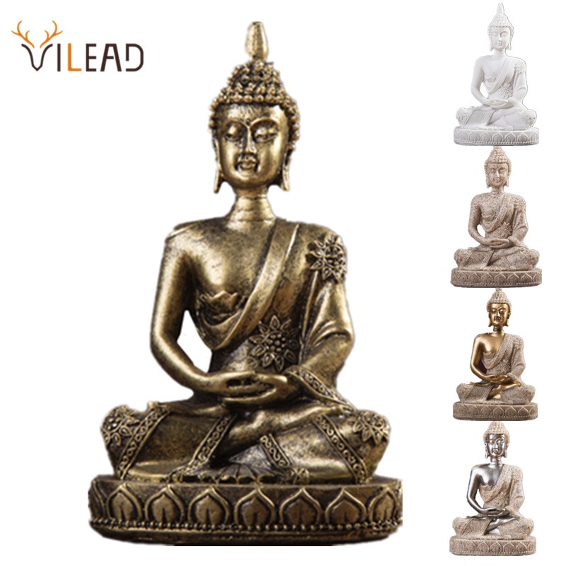 VILEAD Buddha Statue Thailand Buddha Skulptur Hindu Fengshui Figur Meditation Miniatur Innenraum Heimat Dekoration Handwerk