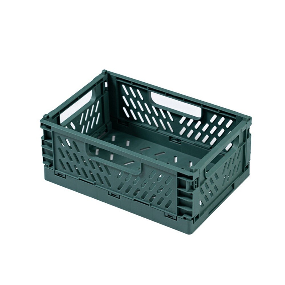 Panier de rangement pliable en plastique, 5 couleurs, boîte de rangement pliable pour étudiants de bureau, bande de papeterie, conteneur pliable: Green
