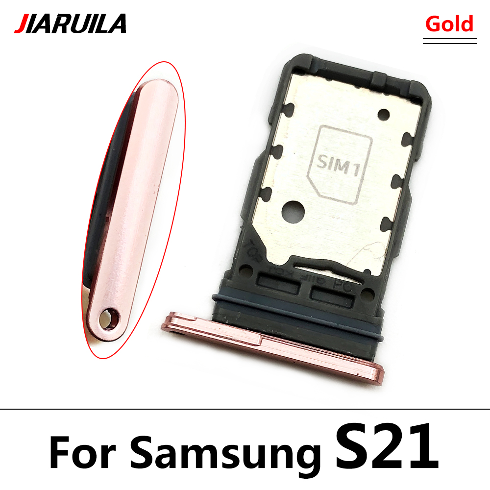 Voor Samsung S20 Fe S21 Telefoon Behuizing Sim-kaart Adapter Micro Sd Card Tray Houder Telefoon Onderdelen: S21 Gold