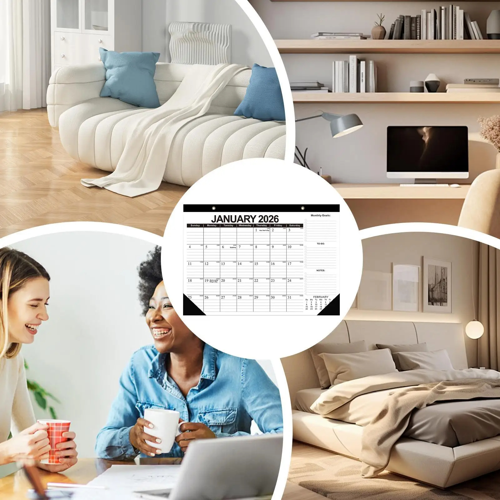 Den klassiska svarta kalendern har förtjockat papper med rullade kanter och en robust dragsko som utstrålar en känsla av