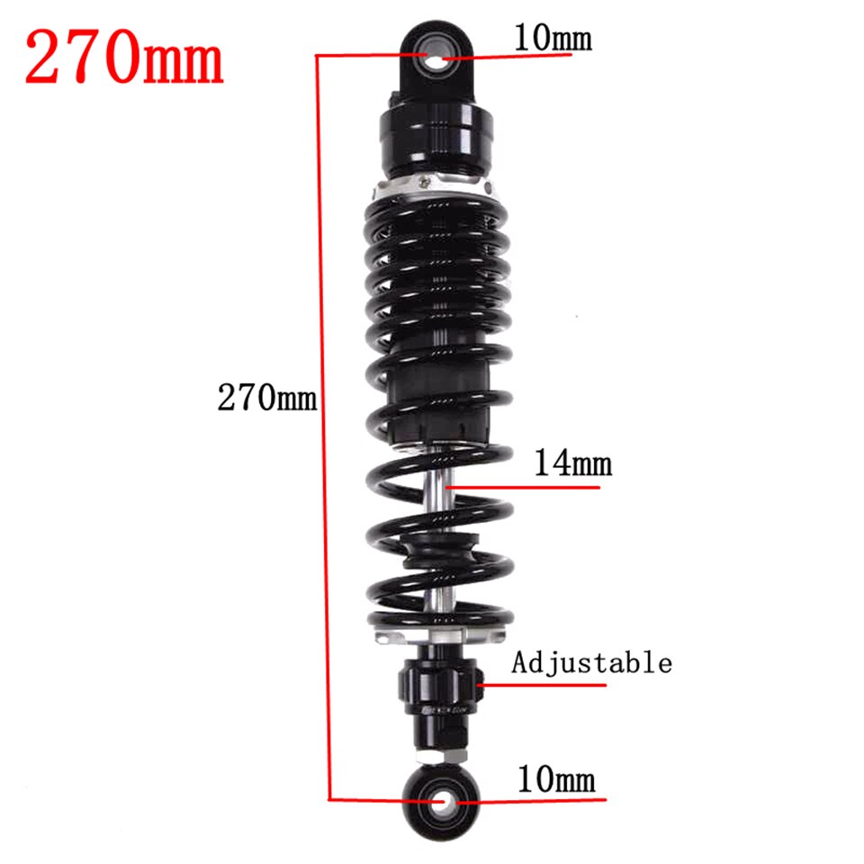 Amortiguador de aire trasero ajustable para motocicleta, suspensión trasera para Honda, Yamaha, Kawasaki, Suzuki, color negro, 270mm-360mm, 1 unidad: 270mm Black Round