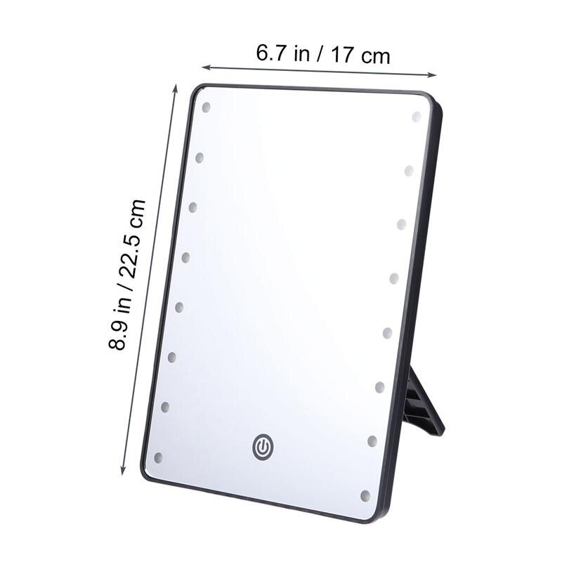 Make-upspiegel met 16 leds cosmetische spiegel met touch-dimmer, op batterijen werkende make-upspiegel met standaard, tafelmodel badkamer