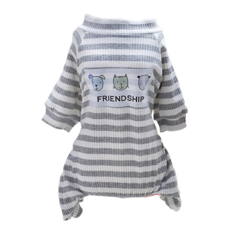Mjuk bomull hund katt jumpsuit pyjamas för små hundar pudel yorkshire french bulldog katten overall maskota kläder kläder: Xl-suit 4.0-6.0kg / Tre hund grå