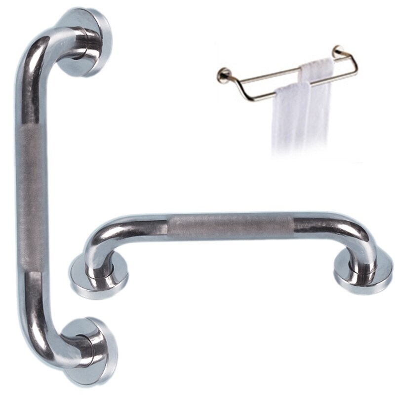Mirror Reflection 304 Stainless Steel Knurled Bathroom Armrest Toilet Elderly Safety Non-Slip Handle