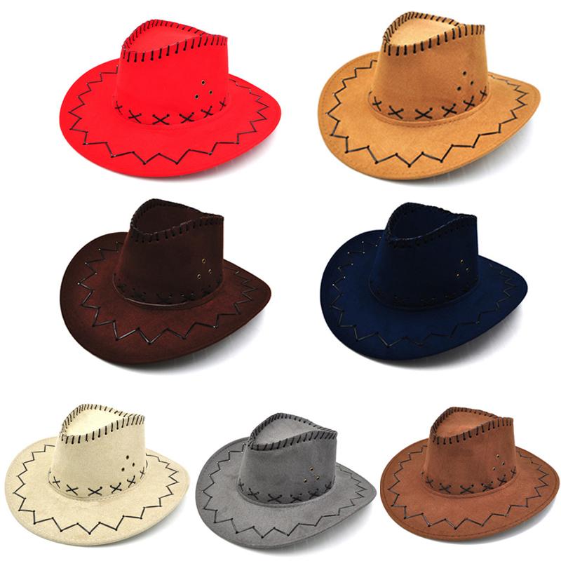 Cowboy hat male women's general hat cowboy hat Suede Look Wild West Fancy Dress Mens Ladies Cowgirl Unisex Hats