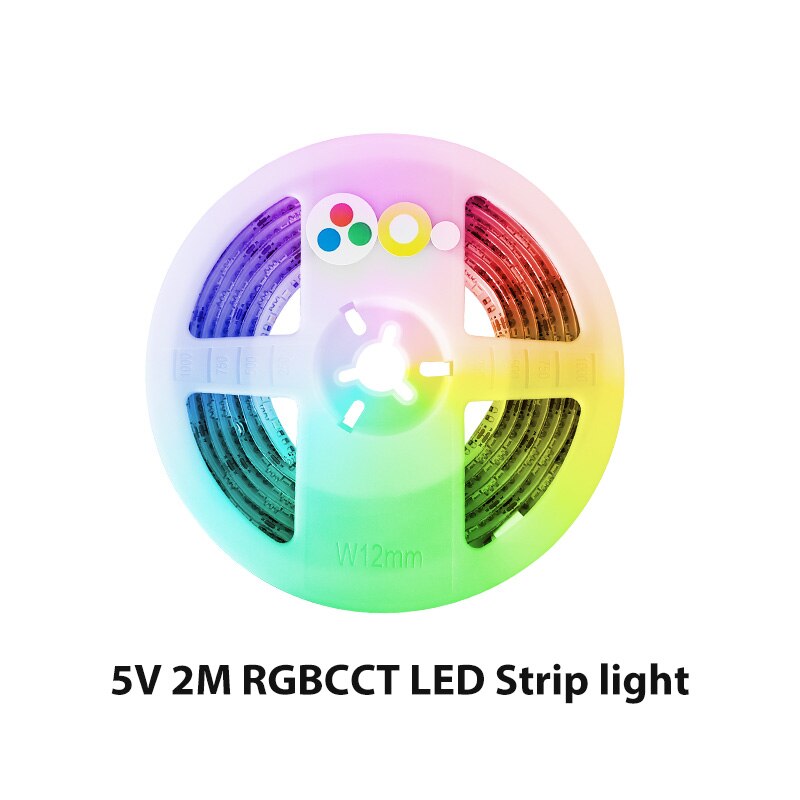 Gledopto zigbee kontroller mini smart tv led strip light kit 5v usb rgb+cct datamaskin led strip light work with zigbee hub echo: Ikke vanntett / 2m rgbcct led stripe
