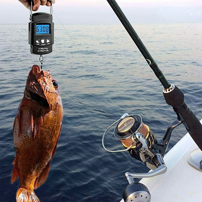 Báscula Digital portátil con pantalla LCD, pesaje preciso para bolsas de pescado, equipaje, incluye gancho para colgar, policarbonato negro, 1 ud.