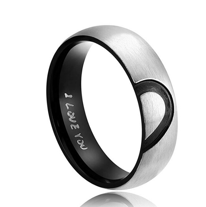 & Ihn Real Love Herz Versprechen Ring Edelstahl Paare Hochzeit Engagement Bands Top Ring: 8 / male