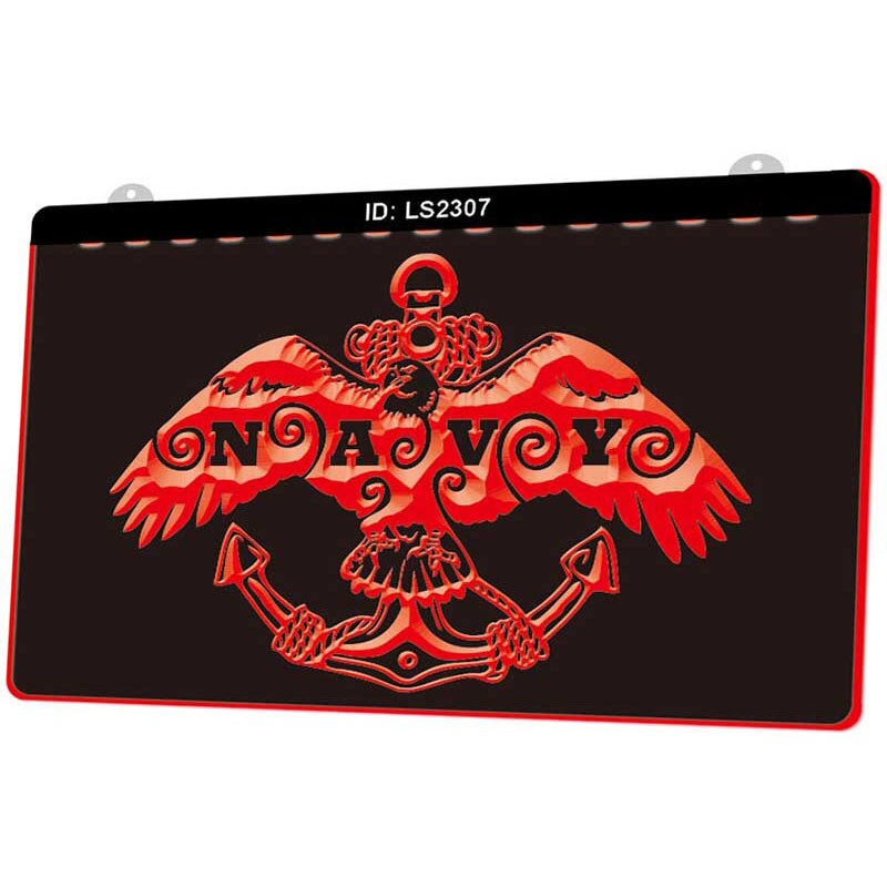 Ls2307 u. s. marineblauw 3d graveerbare led-lichtborden meerdere kleuren gratis verkoop