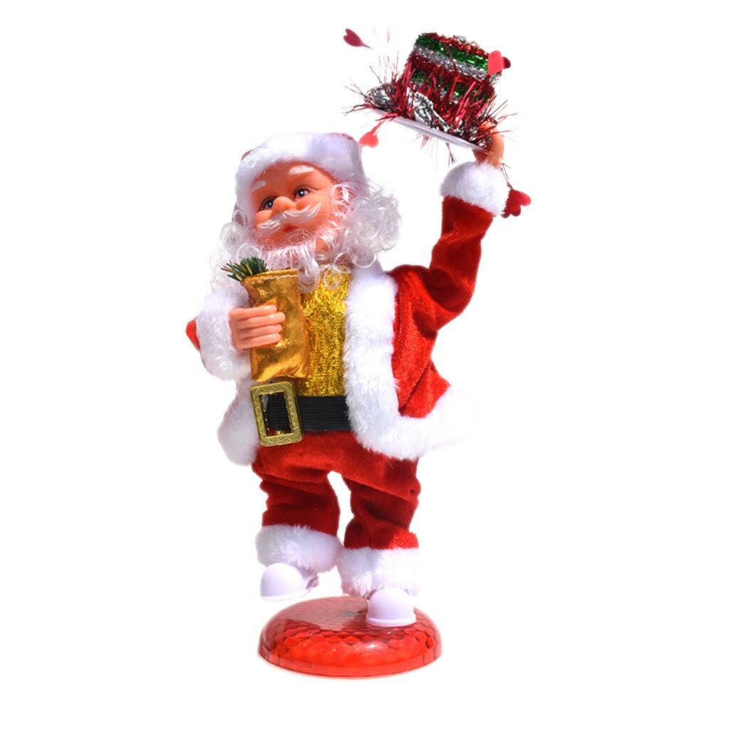 Muñeco de Papá Noel, muñeco de Papá Noel de Navidad, juguete bailarín de canto eléctrico, de Año , juguete de adorno para árbol de Navidad: A