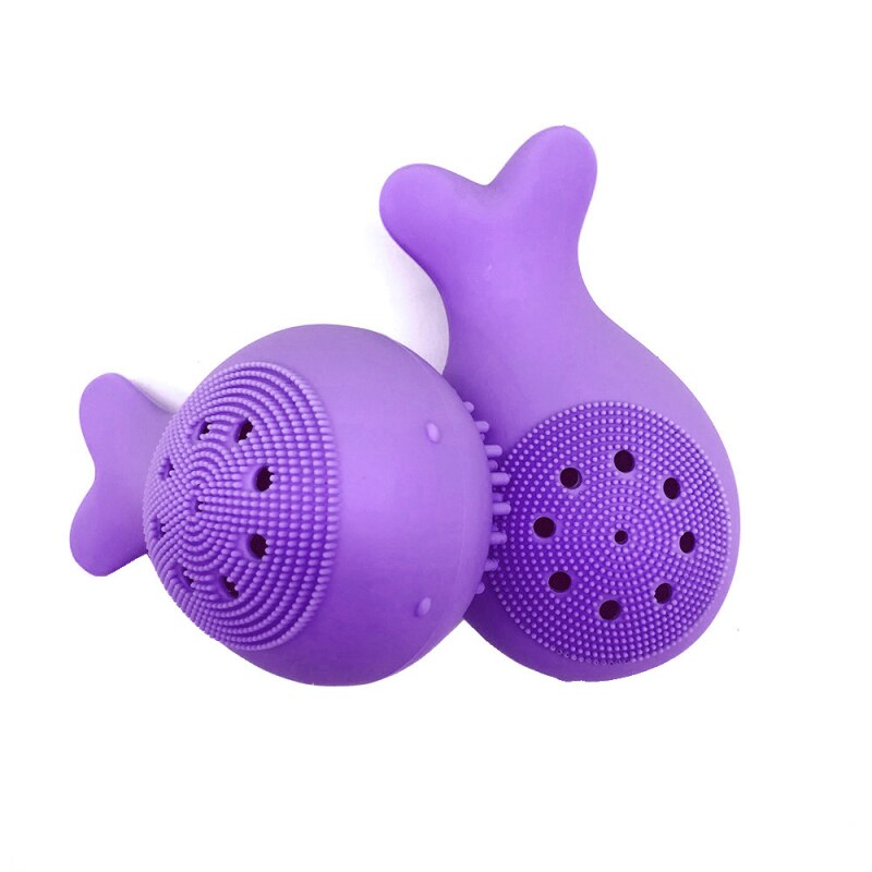 1pcs Silicone Small Whale Wash Brush Whale Cleansing Brush Cleansing Instrument Clean Nose Brush Cleansing Tool: Purple(opp bag)