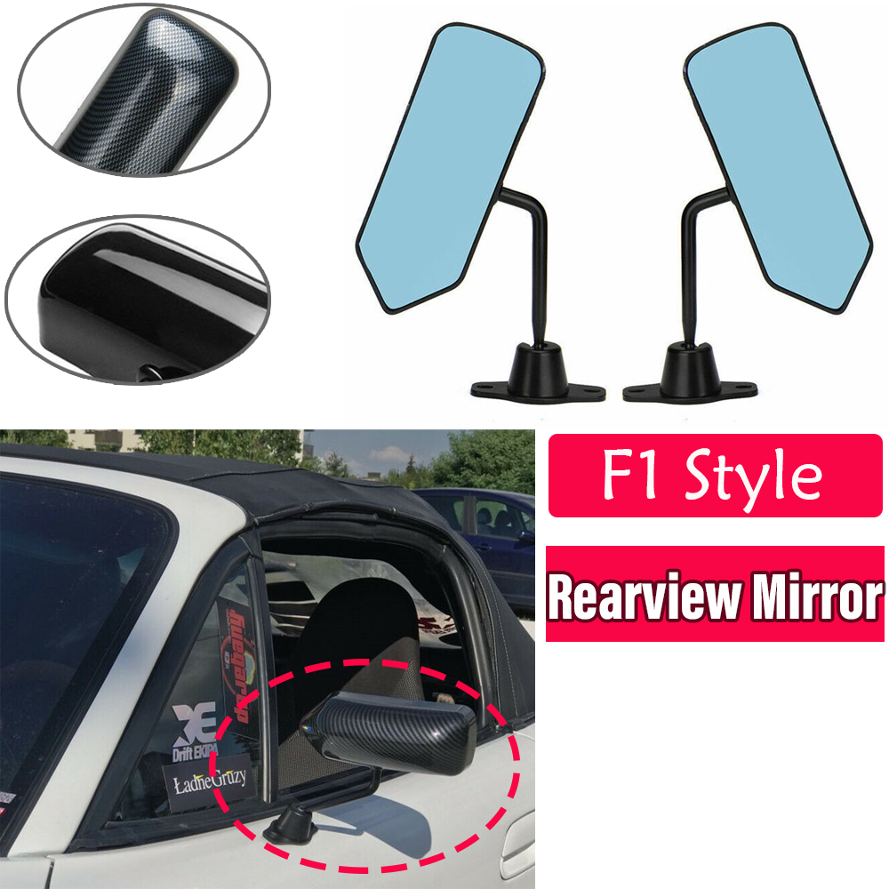 Espejos retrovisores de ala gran angular estilo F1 para coche Rav4 Mazda3 RX7 Sxe10 Fit G35 City, aspecto negro brillante/fibra de carbono, 2 uds.