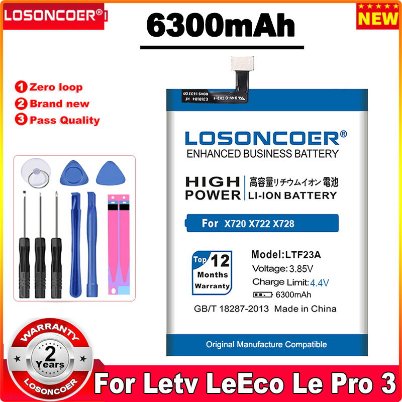 Batterie 6300mAh pour LeEco Letv Le MAX 2 X821 X820 X822 1 Max X900 Pro 3 X650 X728 X720 X722, LTF26A LTF23A LTF21A LTH21A