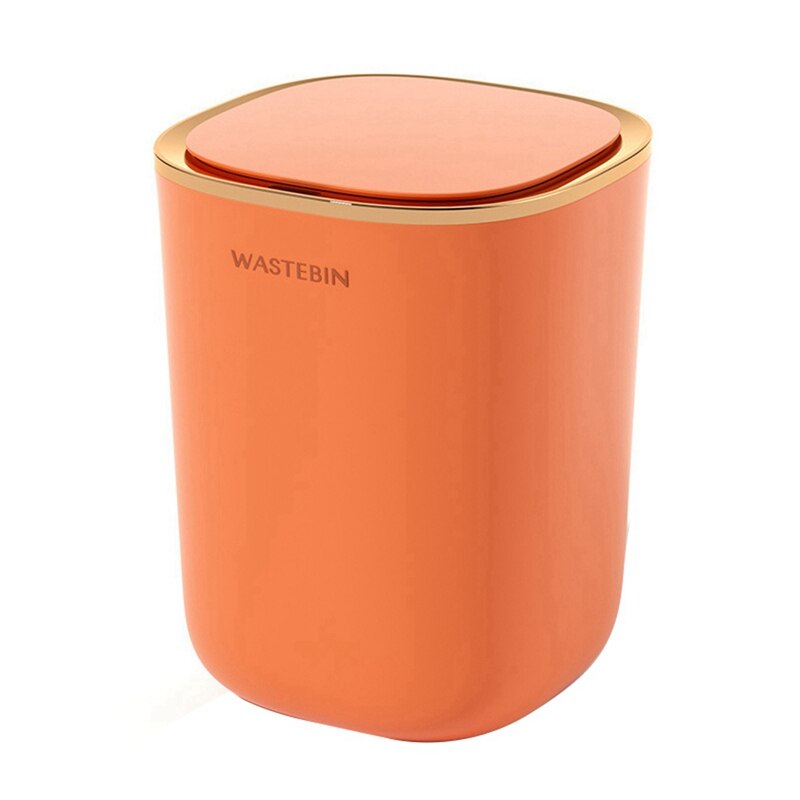 12L Smart Sensor Garbage Bin Kitchen Bathroom Toilet Trash Can Automatic Induction Waterproof Rubbish Bin with Lid: Orange