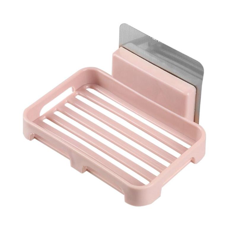 Ducha en el cuarto de baño jabón plato de caja bandeja de placa de almacenamiento caso montado en la pared jabón titular de los organizadores: Rosa
