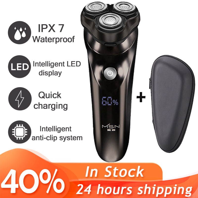 Xiaomi elektrisch scheerapparaat voor mannen, elektrisch scheerapparaat, waterdicht, droog, nat, baardtrimmer, lcd-scherm, scheerapparaat, oplaadbaar, usb, afwasbaar