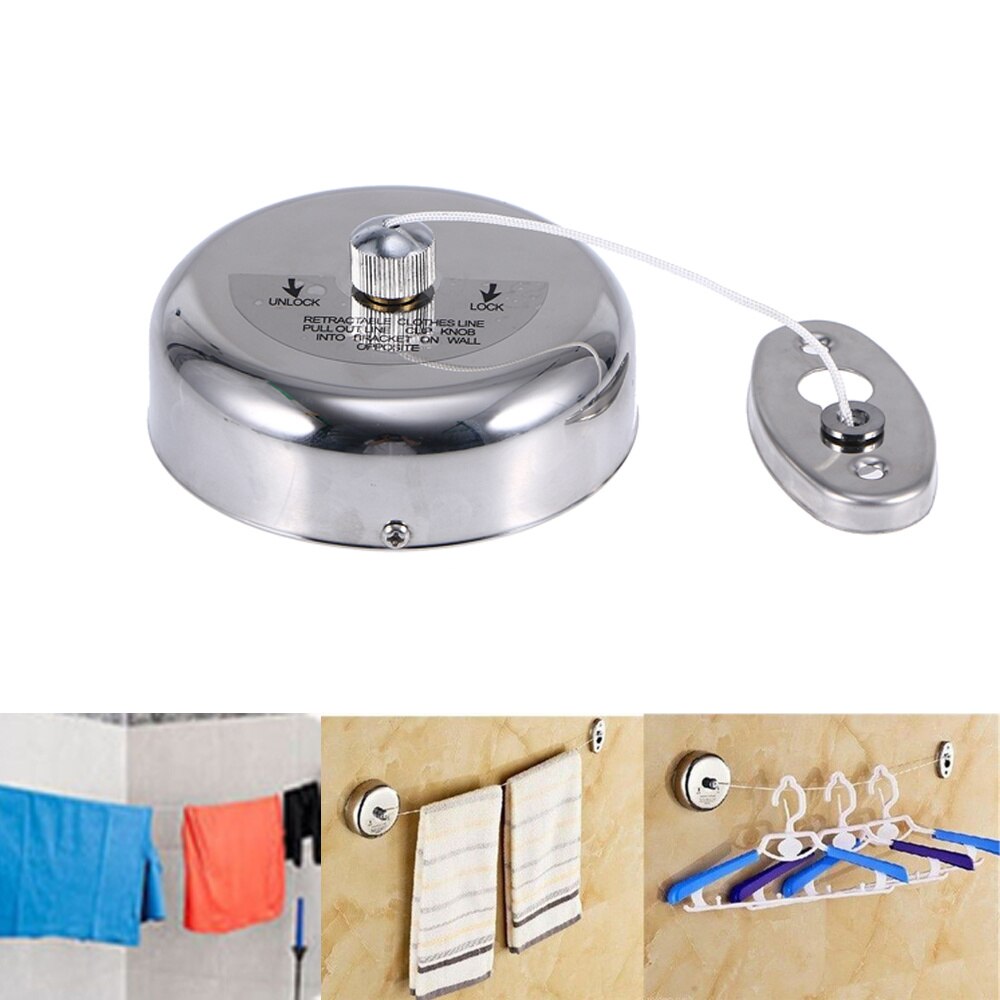 304 Stainless Steel Retractable Single Clothes Line Dryer Laundry Indoor Outdoor