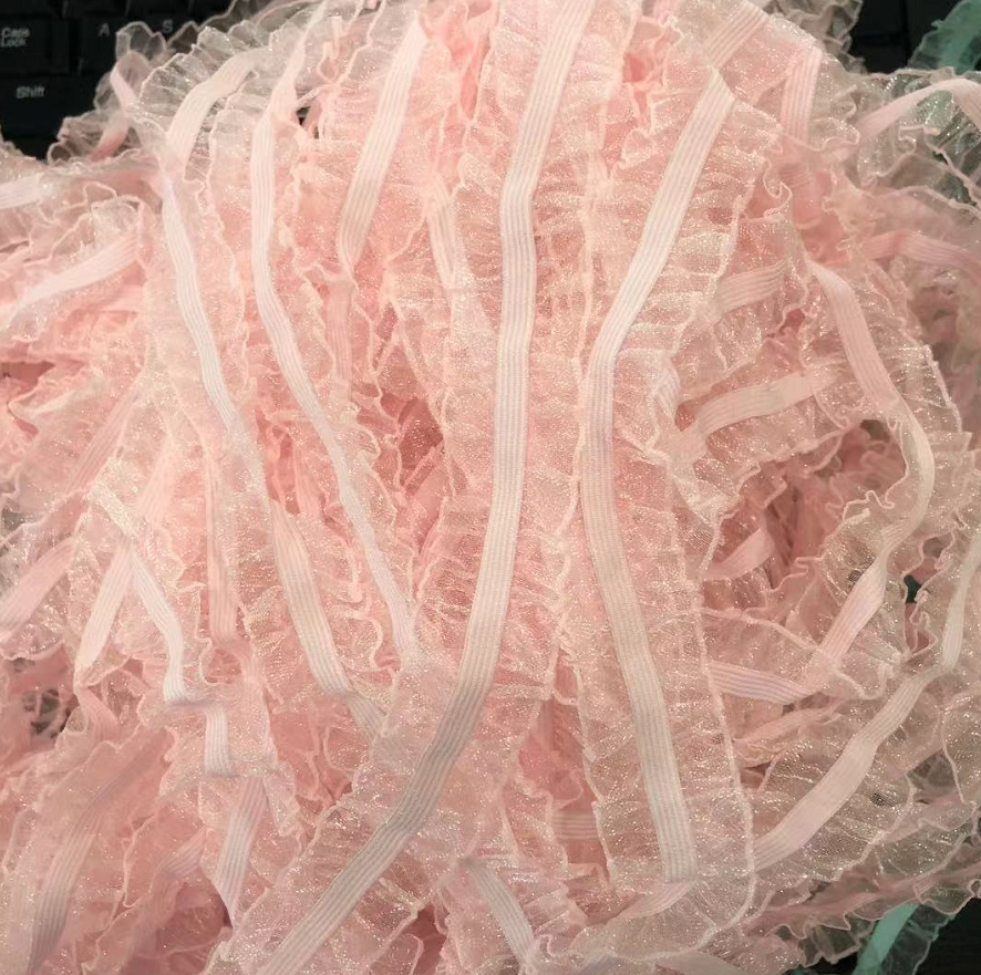 5 Yards Blauw Roze Diy Bilaterale Elastische Kant Trim Kledingstuk Stretch Ruffle Kant Stof Lint Kant Accessoires 2.5 Cm breedte