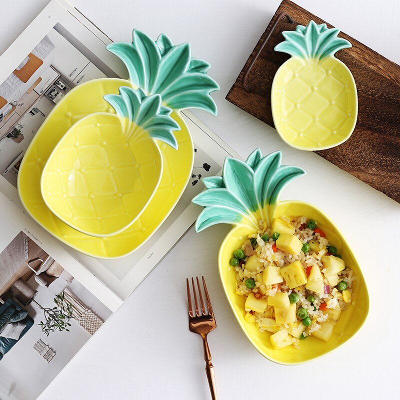 Ceramic Pineapple Plate Bowl Dim sum Dish Fruits For Restaurant Home Ceramica Plate Snack Plates