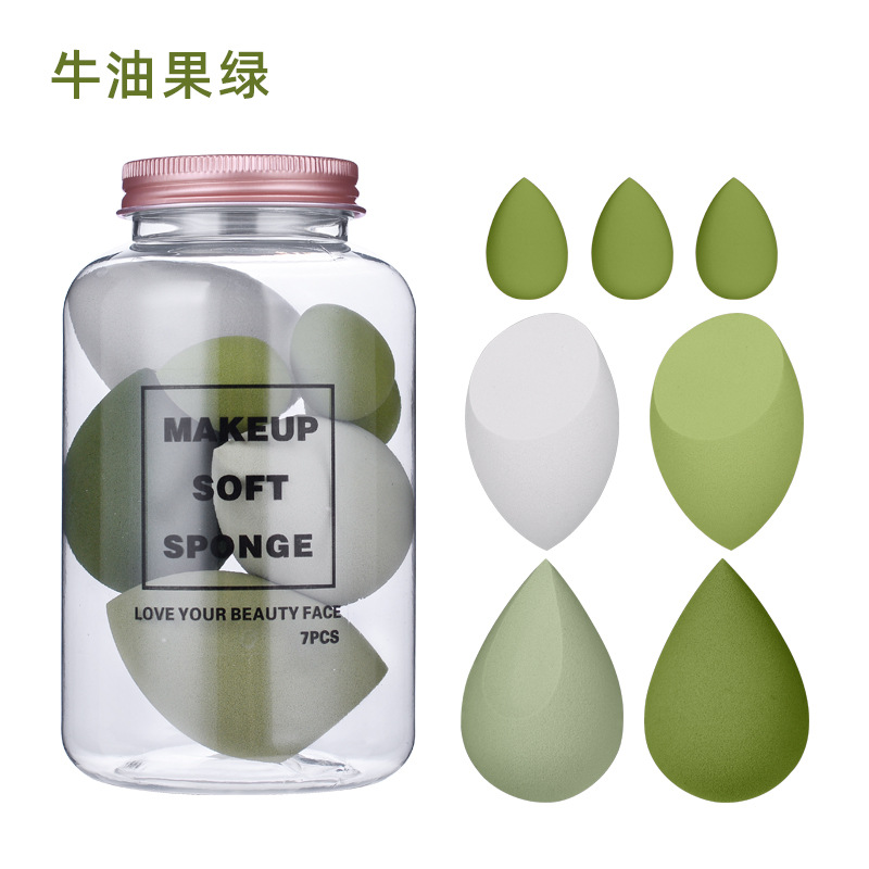 7 Pack Makeup Sponge Set Ultra Soft Non Absorbent Beauty Blender for Liquid Foundation Non Latex Cosmetic Puff: green