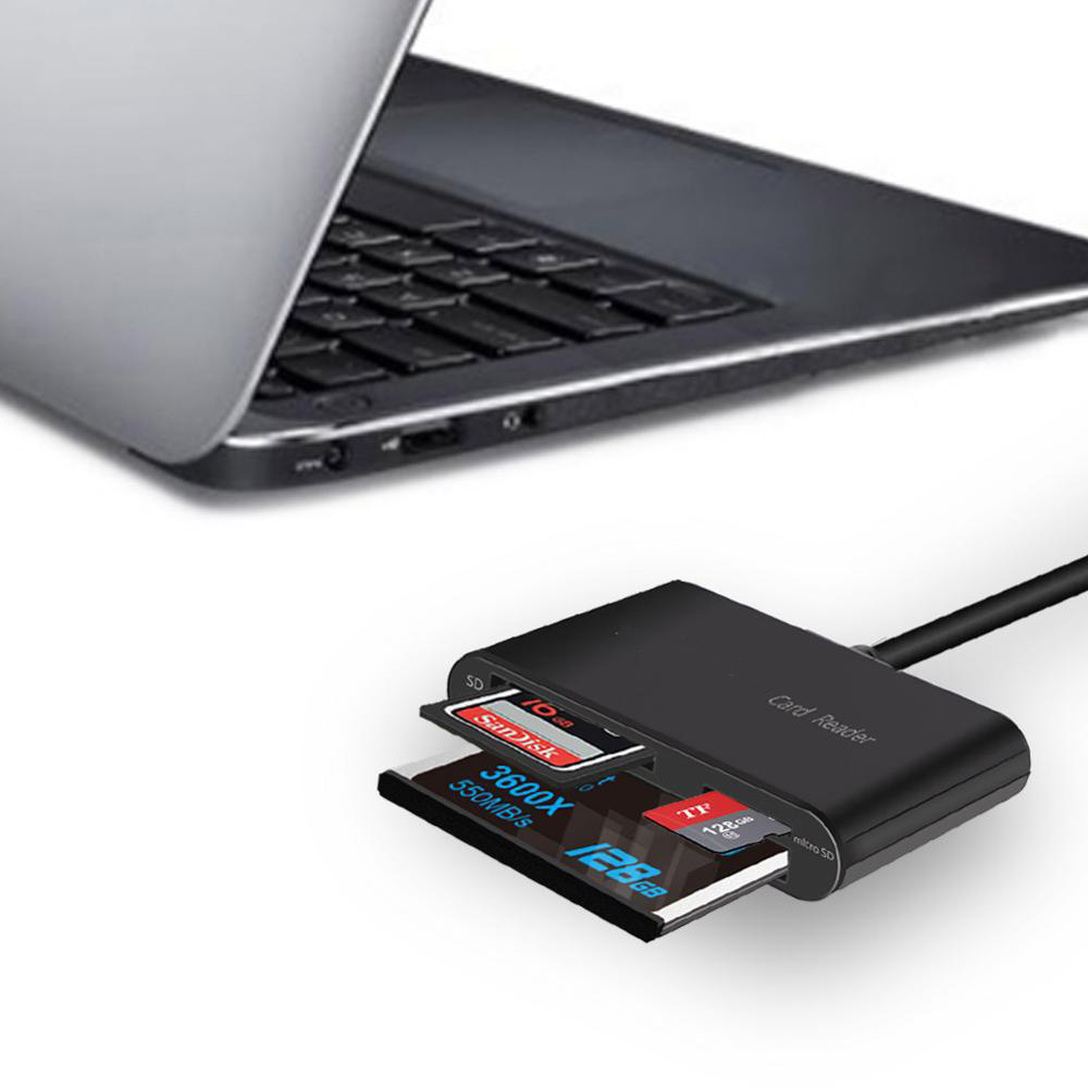 Leitor de cartão de memória usb 3 em 1, leitor de cartão sd usb3.0, adaptador de cartão flash compacto para cf/sd/tf micro cartão atacado
