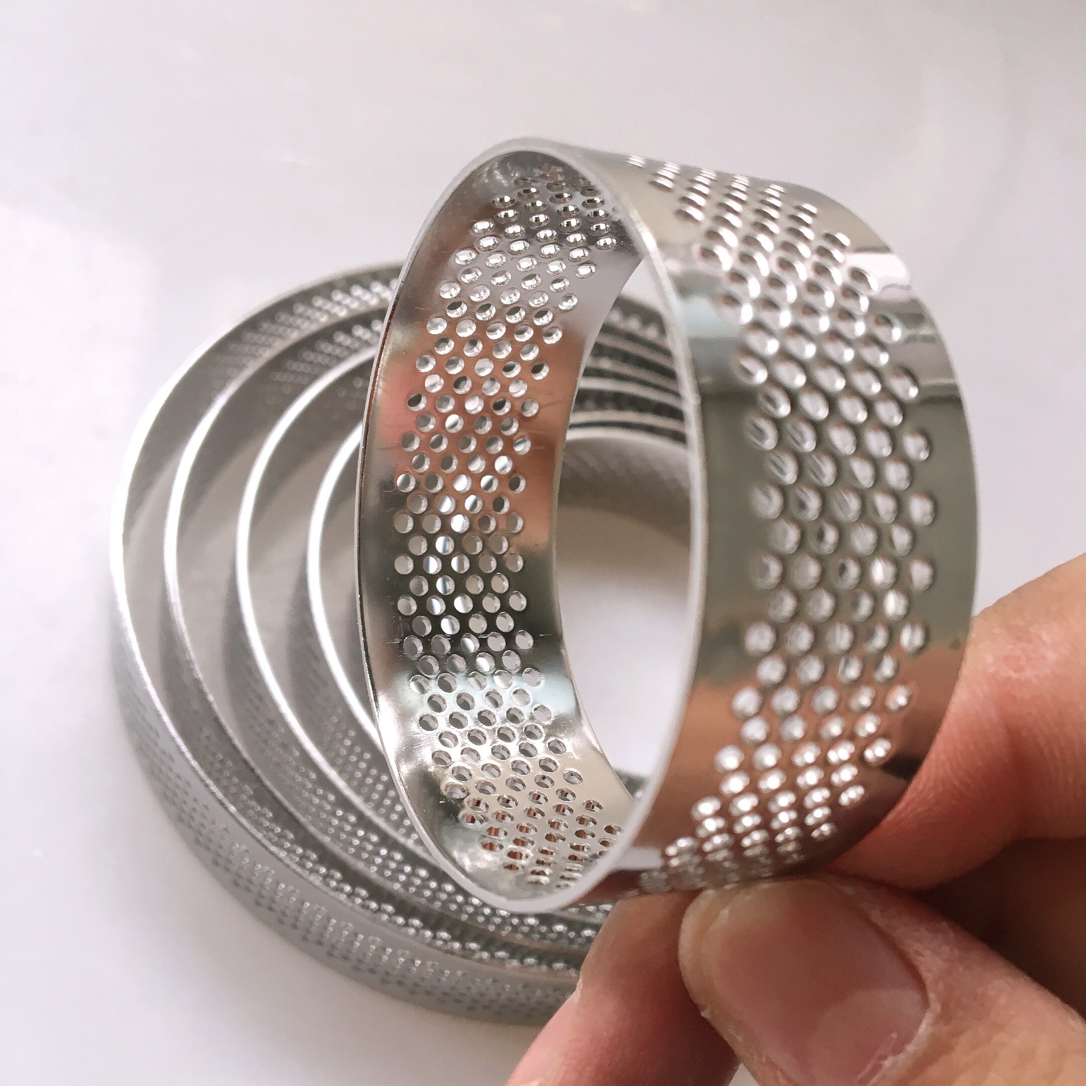 10 stk / parti 5cm 6cm 7cm 8cm 9cm 10cm 11cm 12cm runde rustfri perforeret tærte ring citron tærte ring