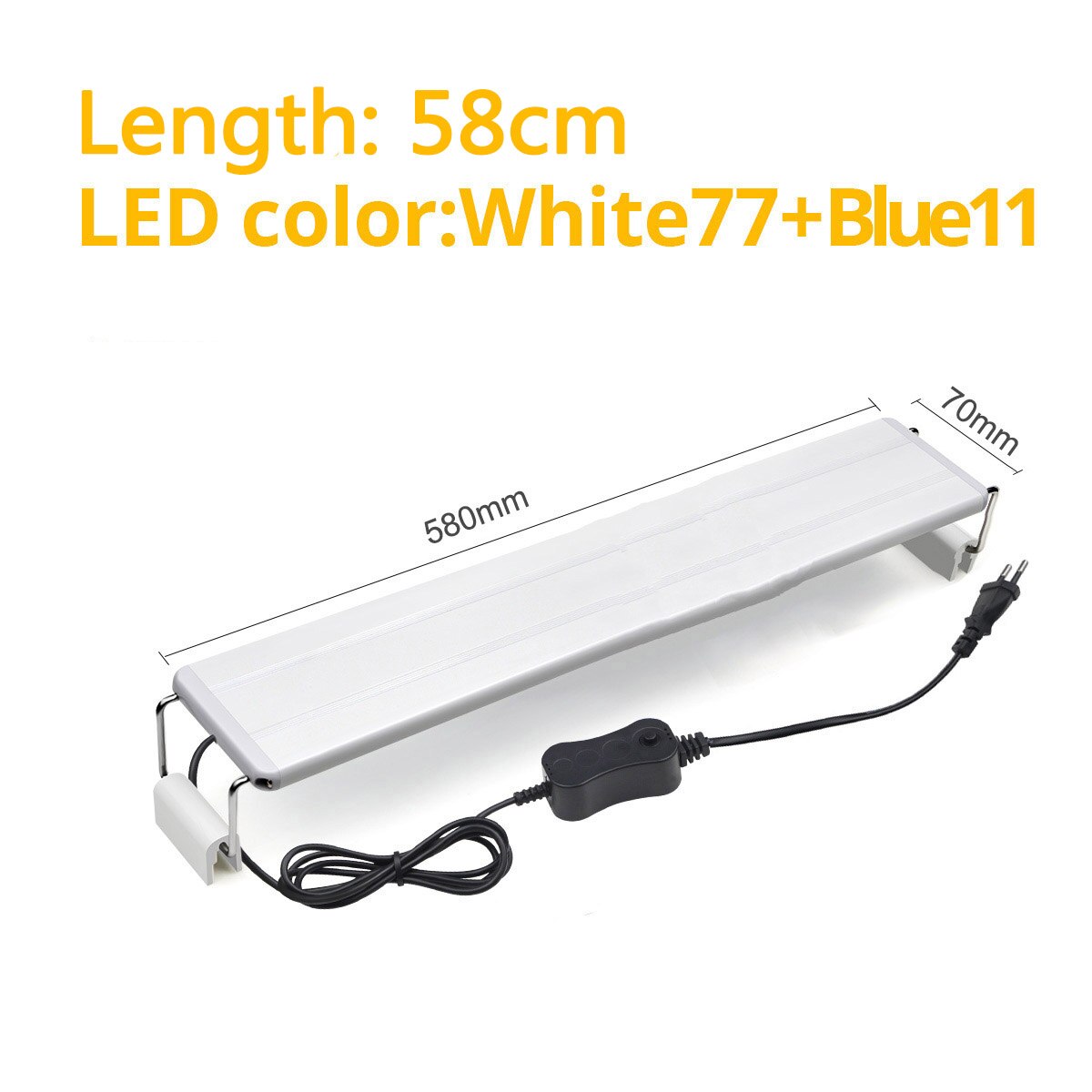 LED Aquarium Light Clip-on Fish Tank light Aquatic Plants Grow Light 10W/15W/20W/25W Aquatic Freshwater Waterproof Lamp EU Plug: 58CM