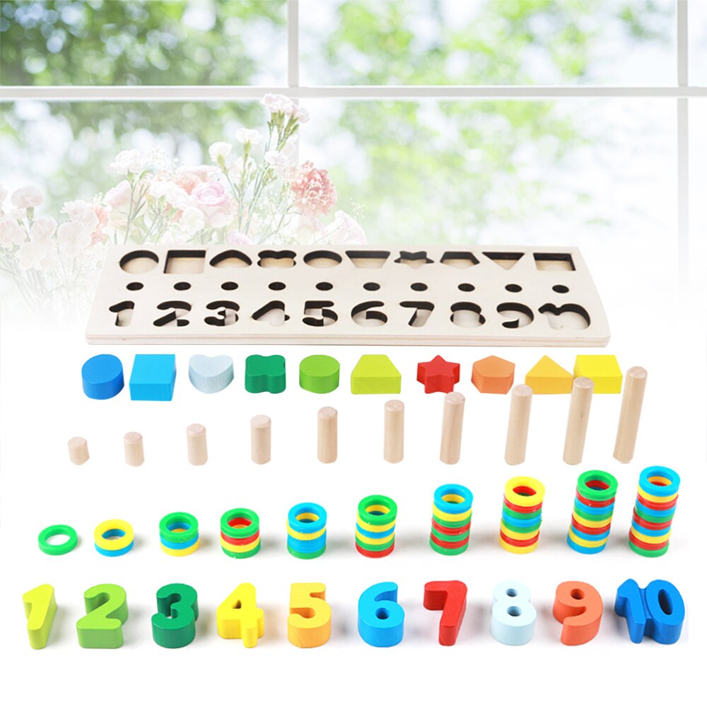 3 in 1 Digital Shape Pairing Colourful Math Number Wood Board Counting Tool Preschool Ealry Educational for Kids Childre