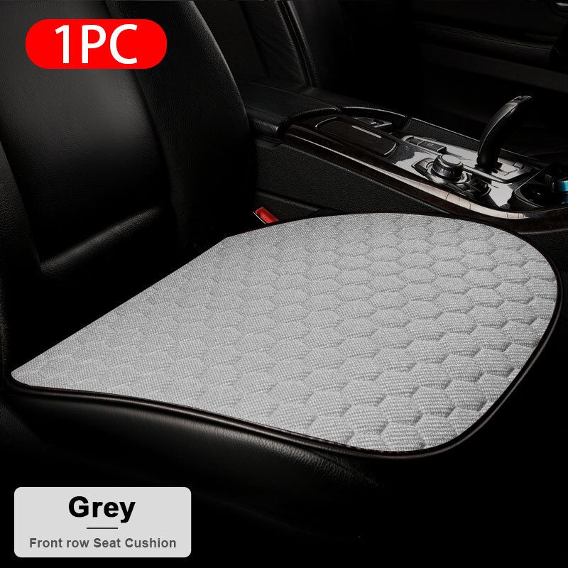 Vlas Auto Stoelhoezen Set Ademend Linnen Mildewproof Zitkussens Universele Transpiratie Protector Mat Auto Interieur Accessoires: Front Gray 1pc