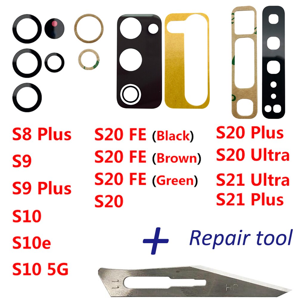 2Stck, neue Hinten Zurück Kamera Glas Objektiv Für Samsung S10 5G S10 S10e S20 S8 S9 S21 Plus S20 Ultra kamera Glas Mit Klebstoff + Werkzeuge