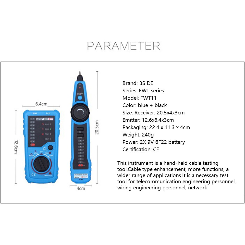 LAN Tester LAN Network Cable RJ11 RJ45 Detector Telephone Wire Tracer Cable Tracker Toner tester Ethernet Line Finder