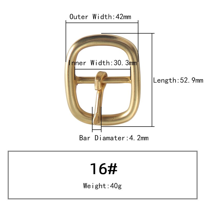 WUTA Solid Brass Belt Buckle Pure Copper Women Men&#39;s Pin Buckle Manual DIY Leather Craft Hardware-Various Size: 016