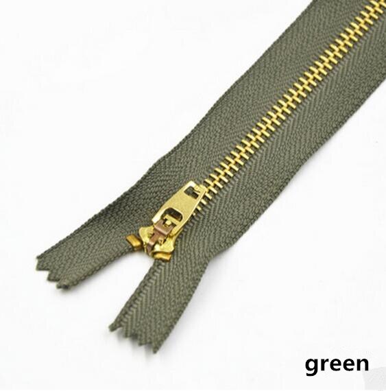 5 pièces 3 # fermeture à glissière en métal 13cm serrure automatique fermeture à glissière pour pantalon veste poche jean sac bricolage couture Zips vêtement accessoires A4-17: green