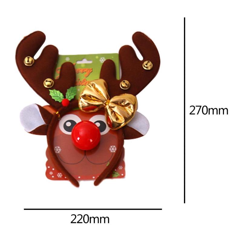 Lovely Christmas Headband with Red Nose Reindeer Antlers Hair Hoop for Kids Headwear Festival Decorative Accessories: A